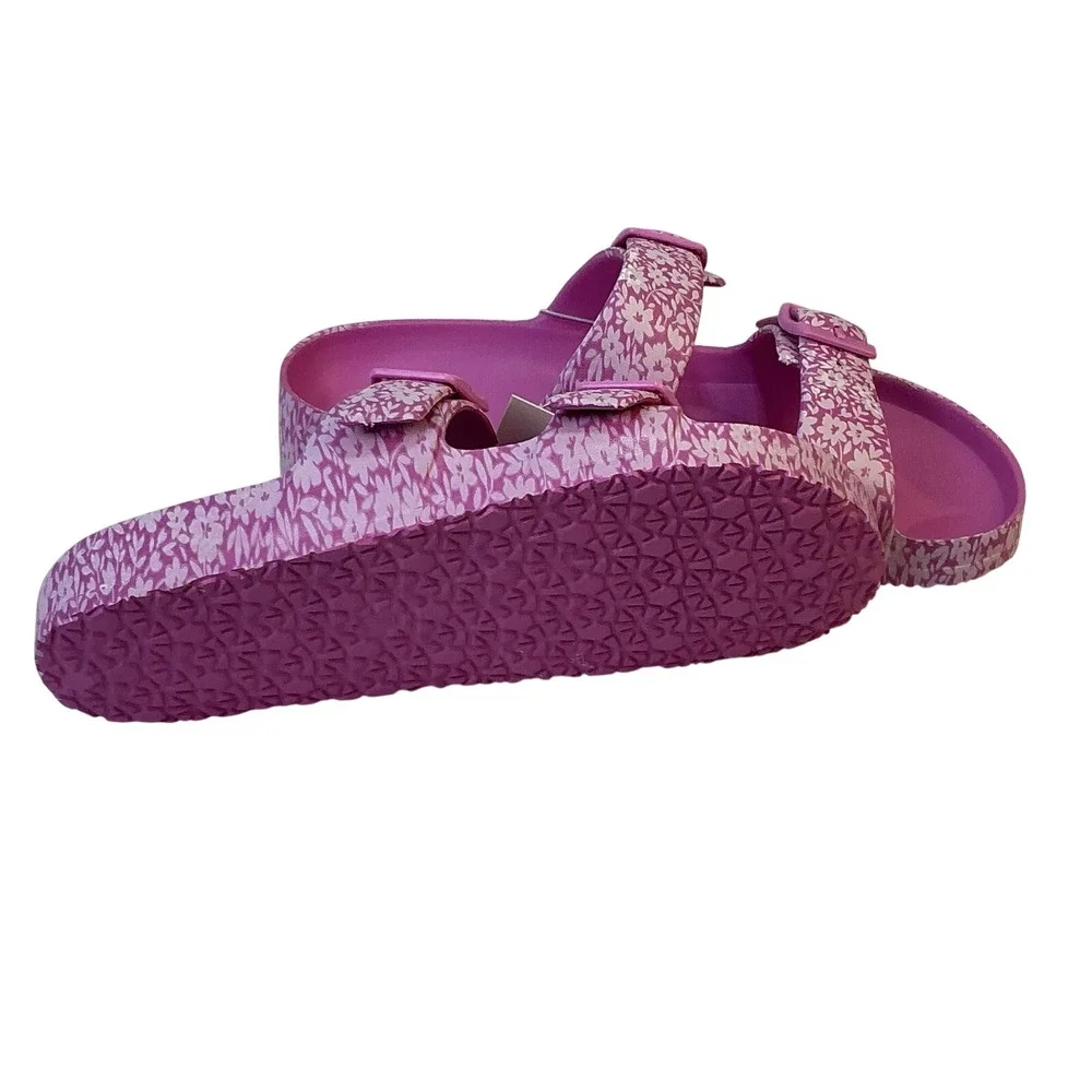 Shade & Shore Neida Two Band Slide Sandals Pink/Flower Women's Size 7 Beach Pool